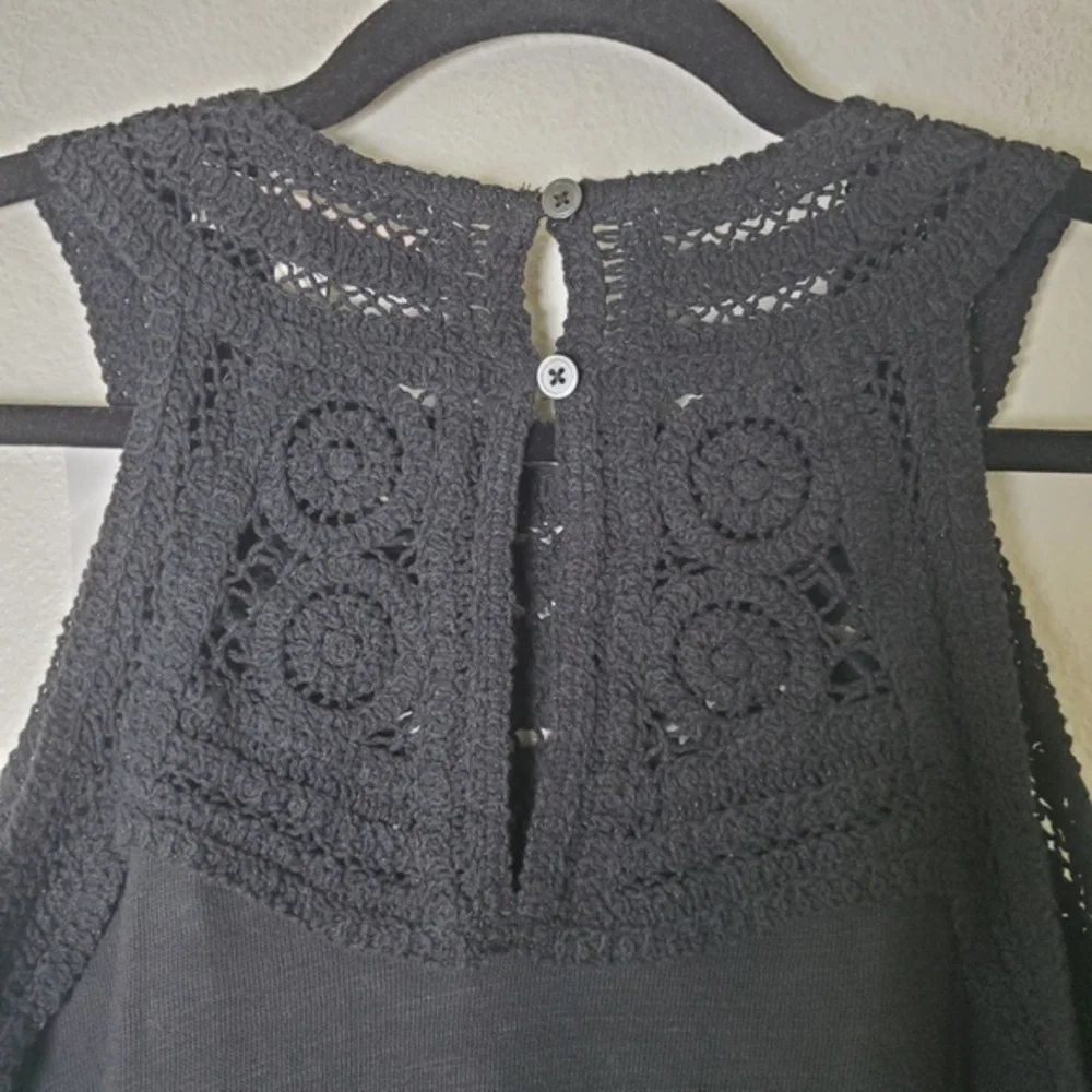 LOFT NWT‎ Women's Black Crochet Halter Neck Sleeveless Knit Cotton Midi Dress